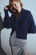 Cardigan with Collar and Zipper