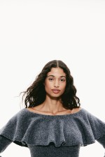 Flounced Off-the-Shoulder Sweater