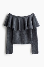 Flounced Off-the-Shoulder Sweater