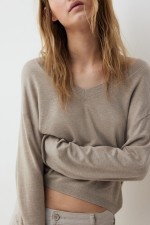 Fine-Knit V-Neck Sweater