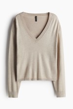 Fine-Knit V-Neck Sweater