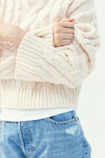 Cable-knit Mock Turtleneck Sweater