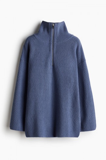 Rib-knit Half-zip Sweater